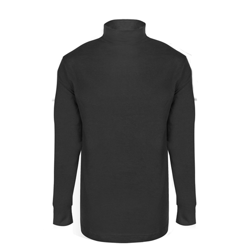 Elbeco Regulation Base Layer Mock T-Neck in black, featuring a seamless neck and extra-long tails for optimal comfort.